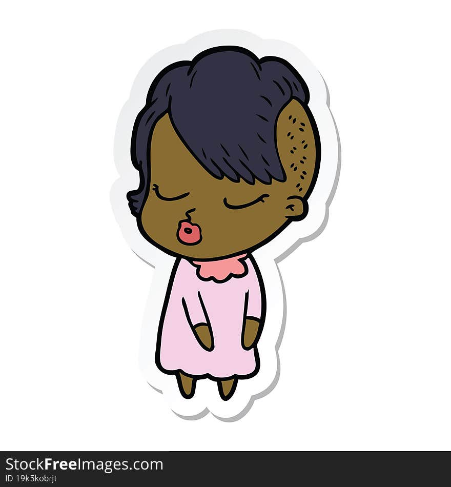 sticker of a cartoon pretty hipster girl