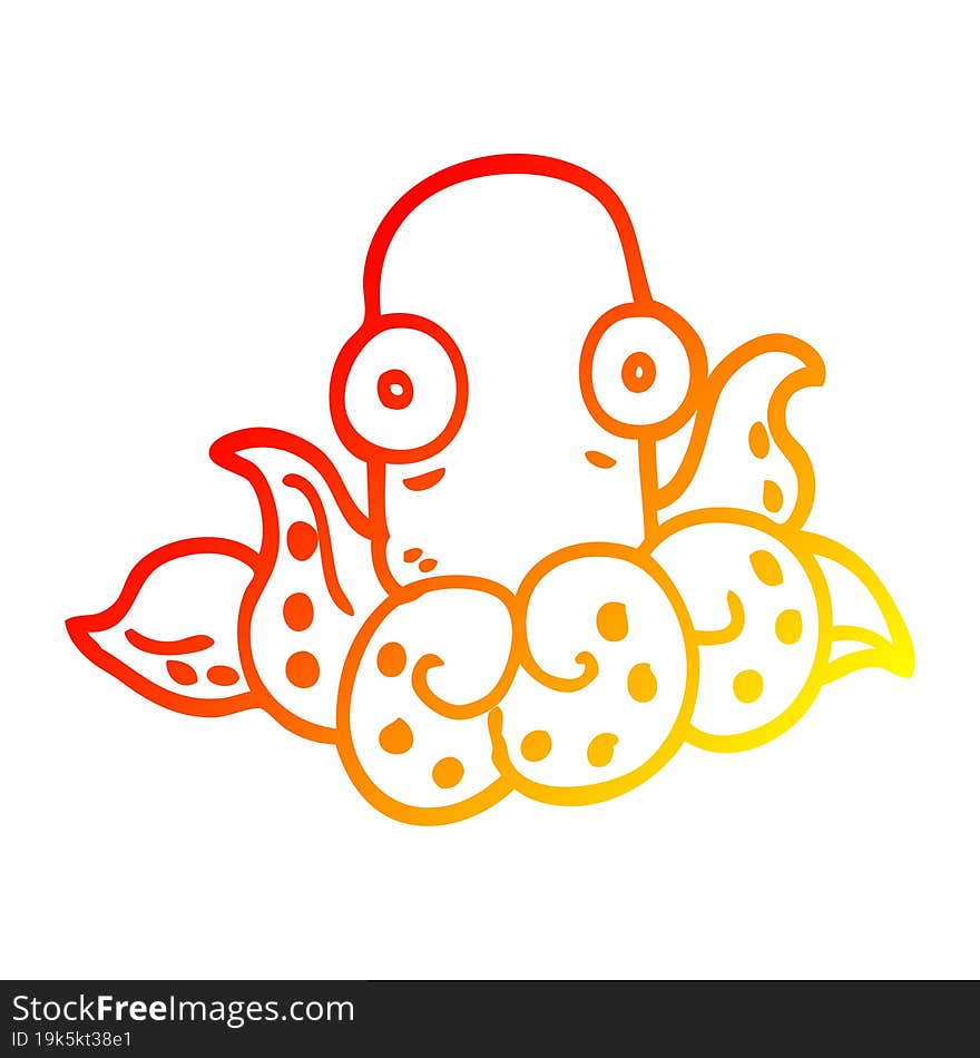 warm gradient line drawing cartoon funny octopus