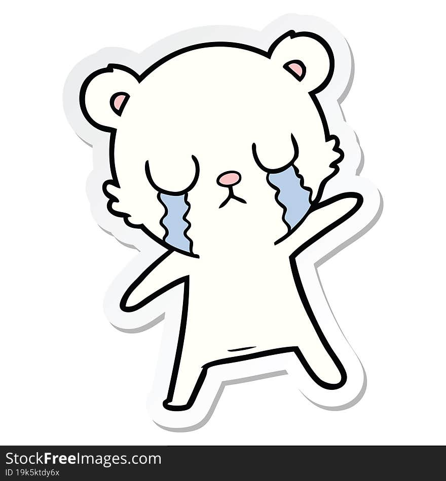 sticker of a crying polar bear cartoon