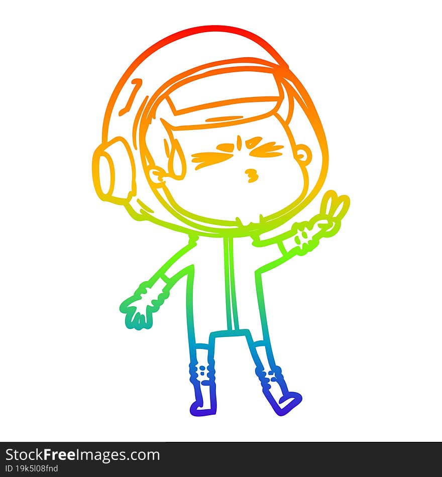 rainbow gradient line drawing cartoon stressed astronaut