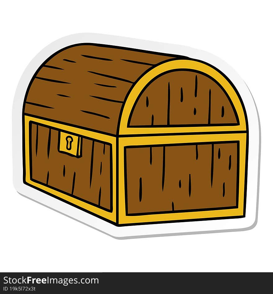 hand drawn sticker cartoon doodle of a treasure chest