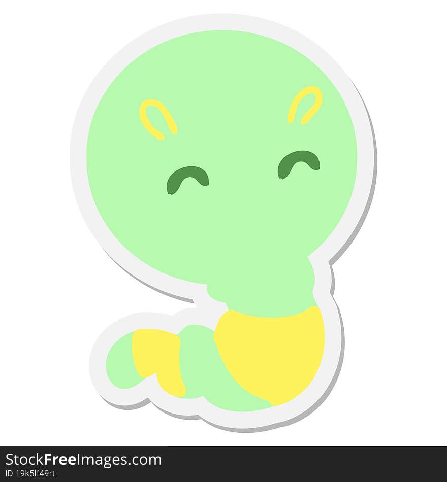 cute little worm sticker