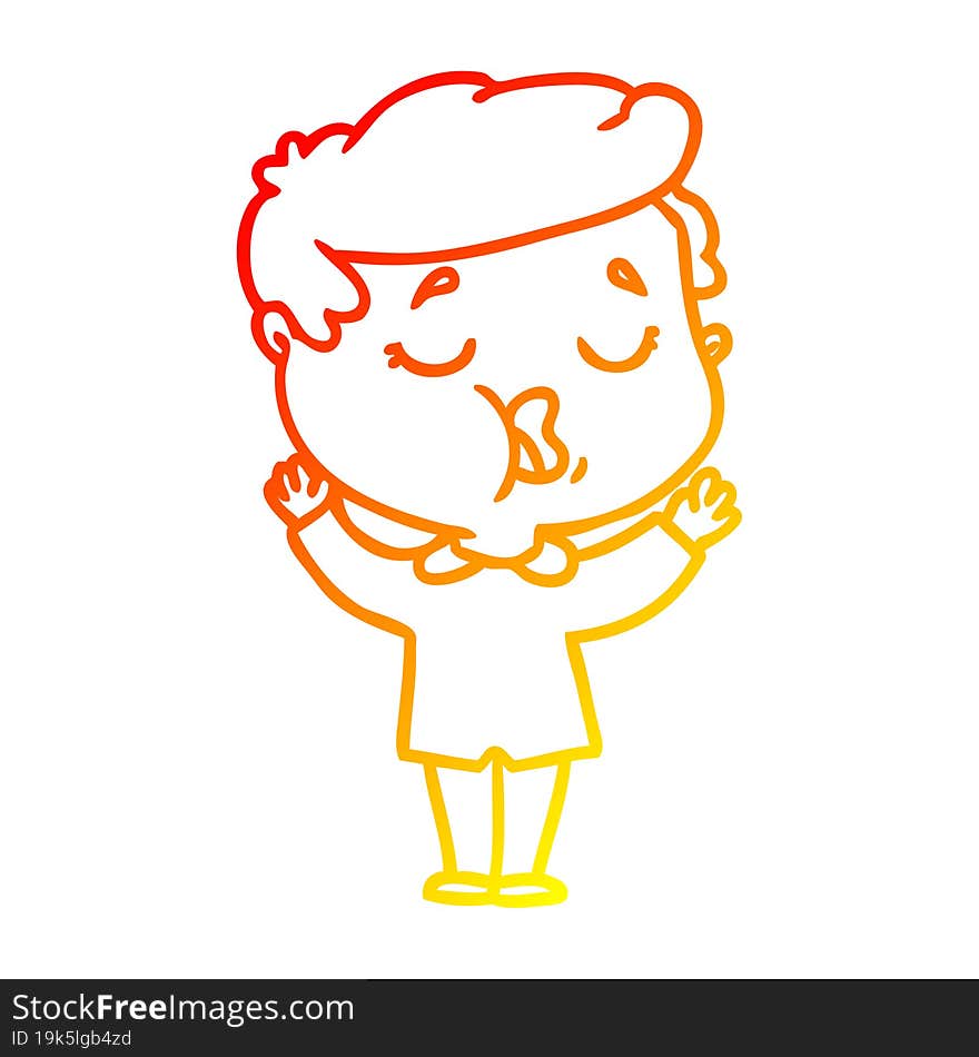 Warm Gradient Line Drawing Cartoon Man Talking