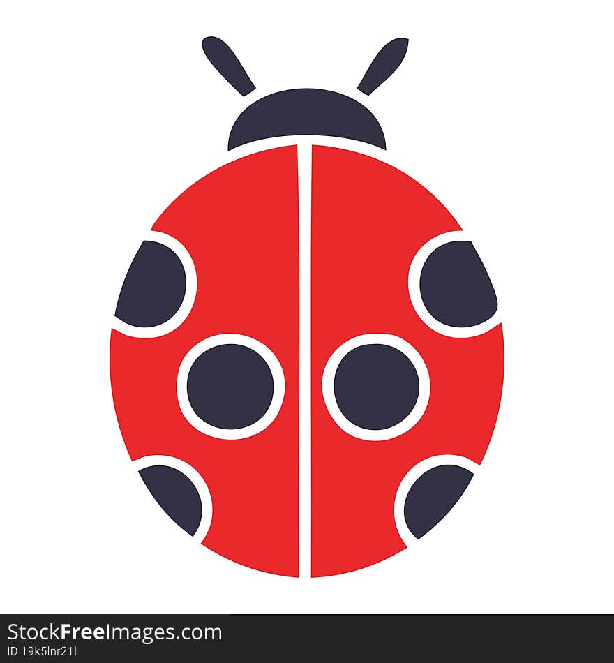 flat color retro cartoon lady bug