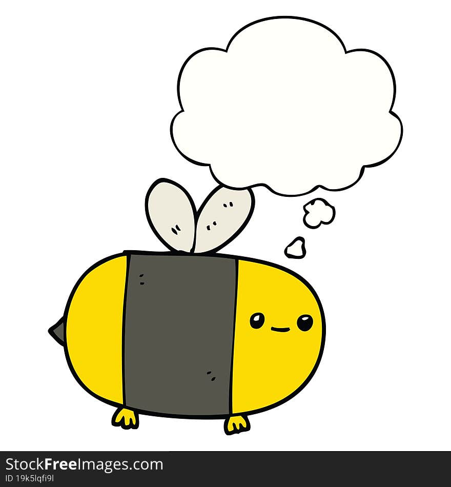 cute cartoon bee with thought bubble. cute cartoon bee with thought bubble