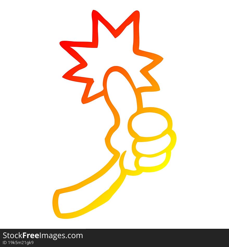 warm gradient line drawing cartoon thumbs up sign