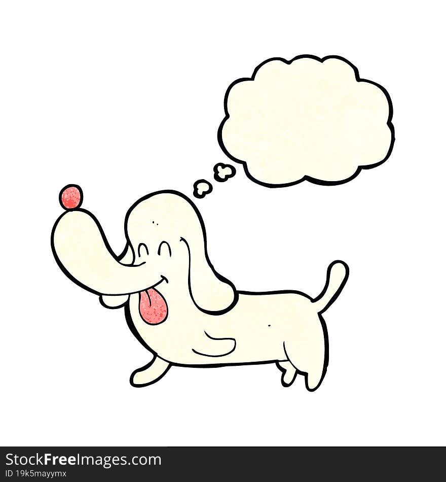 cartoon happy dog with thought bubble