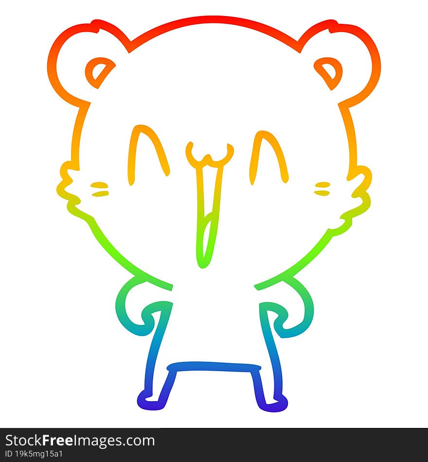 rainbow gradient line drawing happy polar bear cartoon