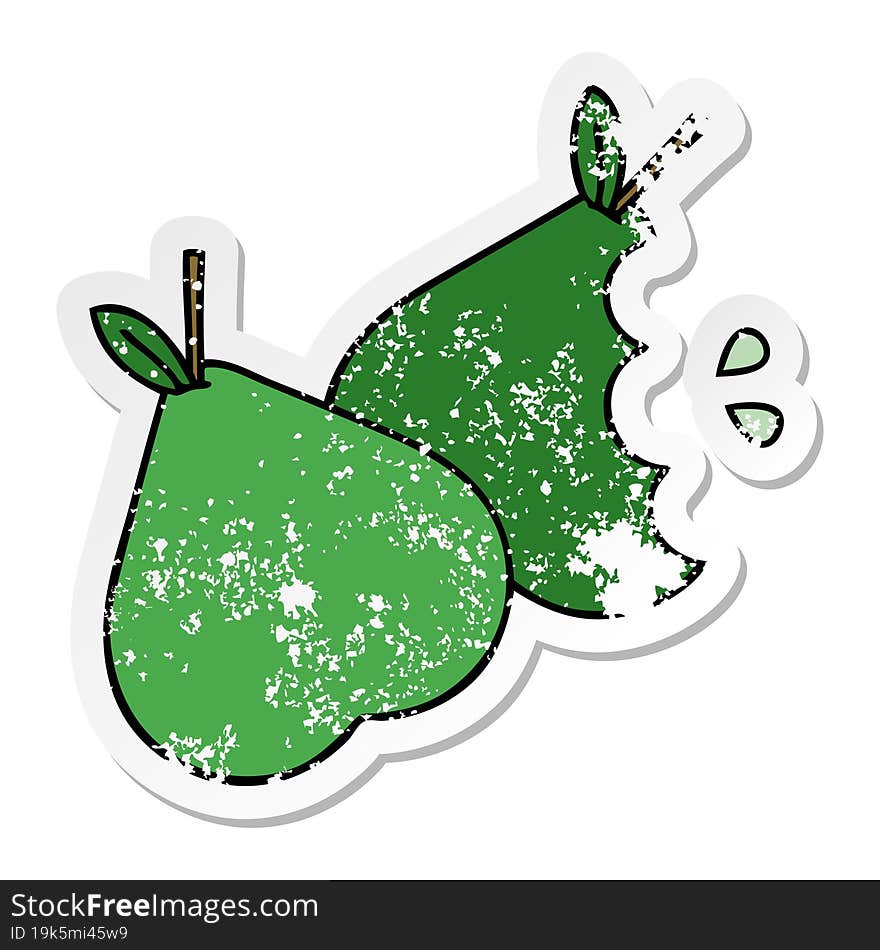 distressed sticker of a cute cartoon pears