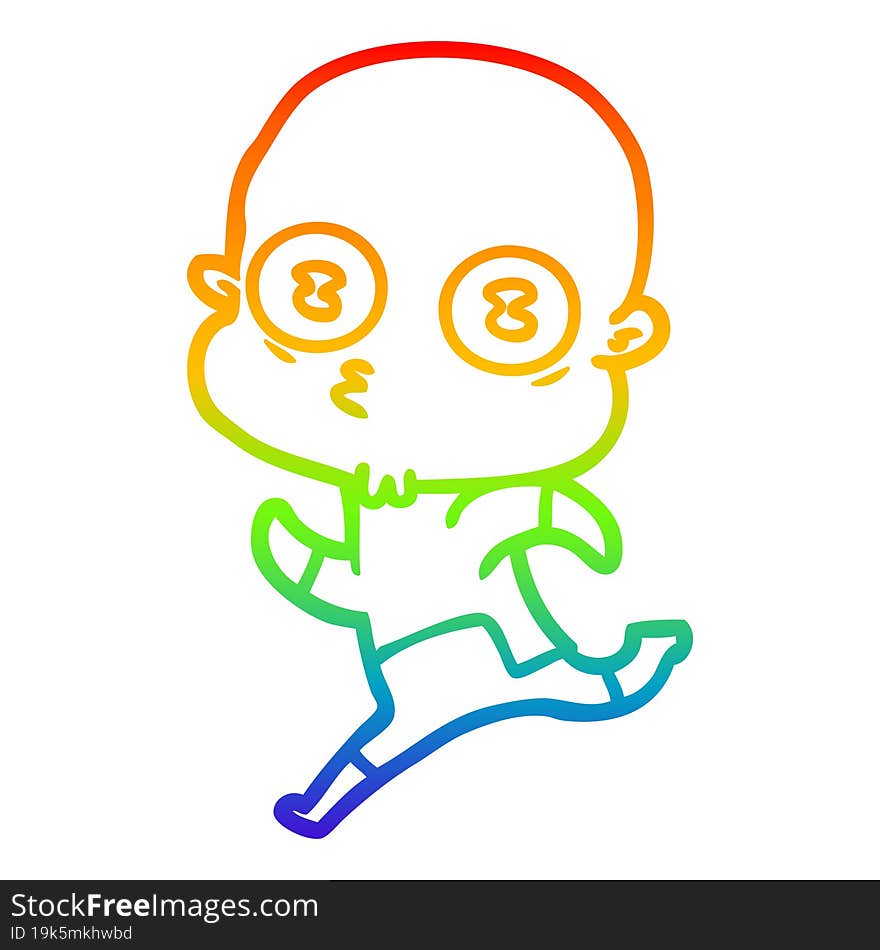 rainbow gradient line drawing cartoon weird bald spaceman