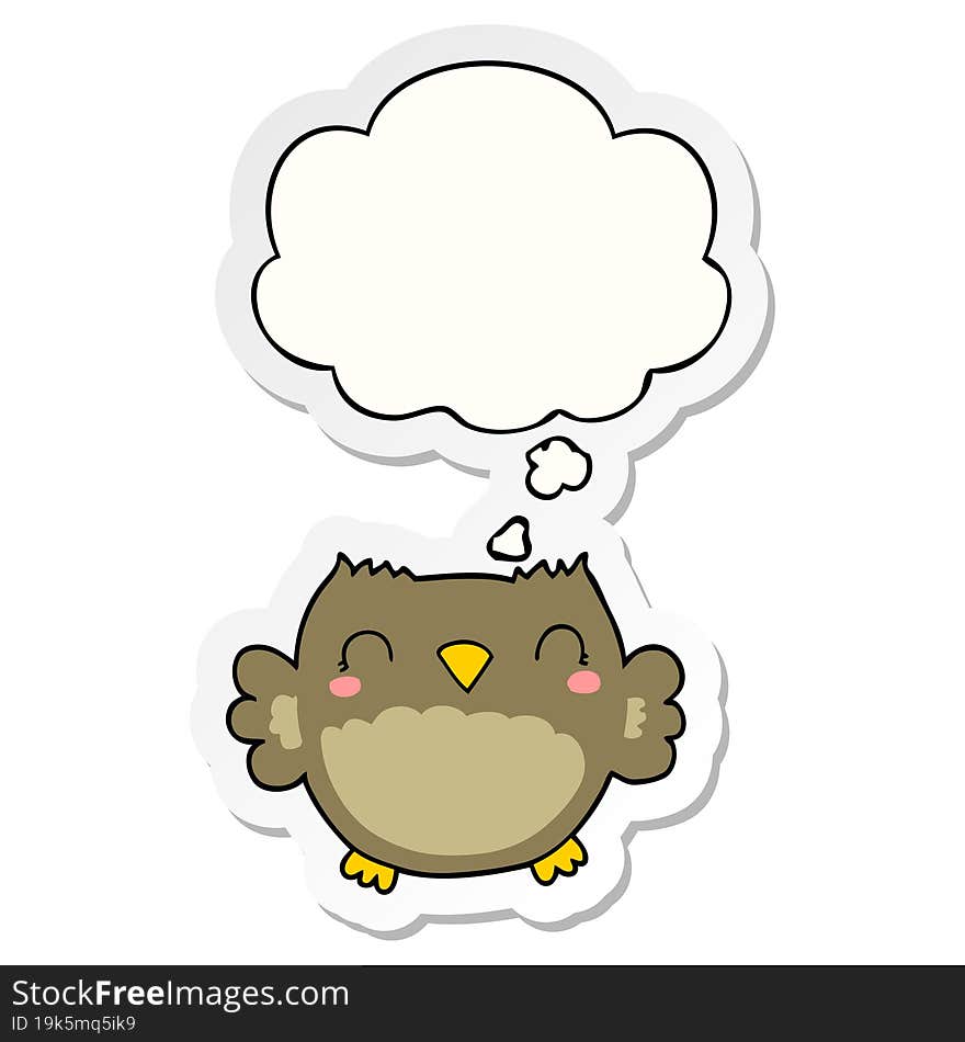 Cute Cartoon Owl And Thought Bubble As A Printed Sticker