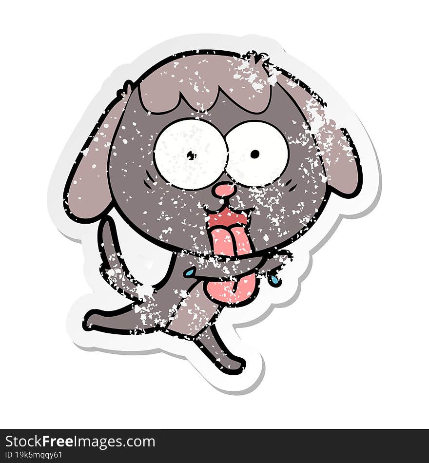 Distressed Sticker Of A Cute Cartoon Dog