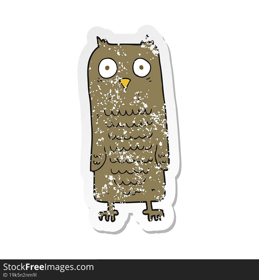 Retro Distressed Sticker Of A Cartoon Owl