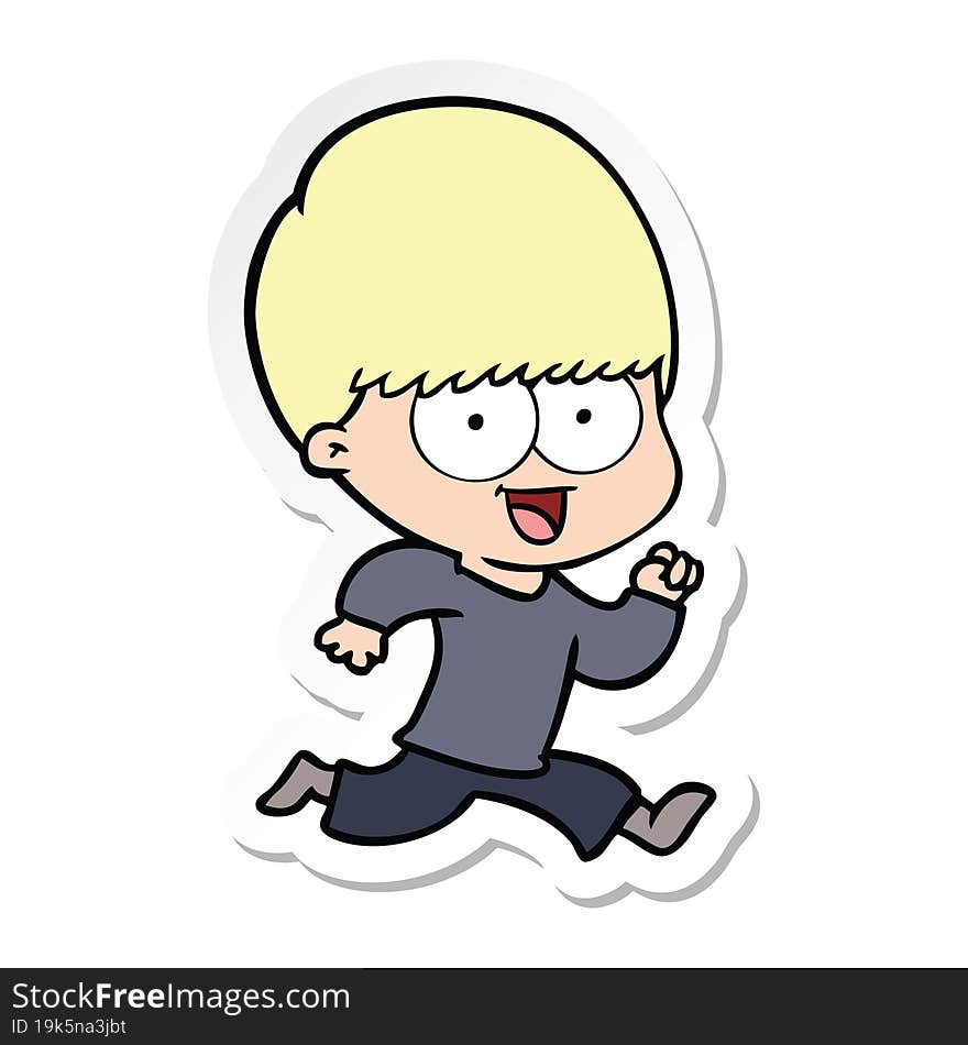 Sticker Of A Happy Cartoon Boy