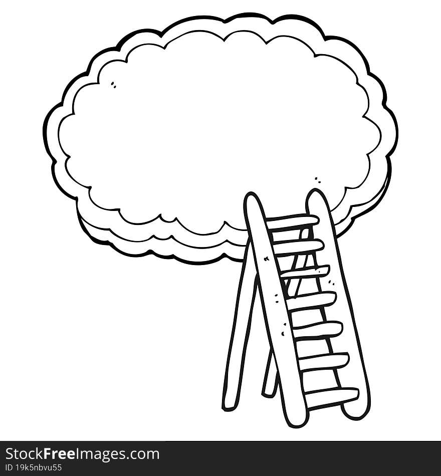 Black And White Cartoon Ladder To Heaven