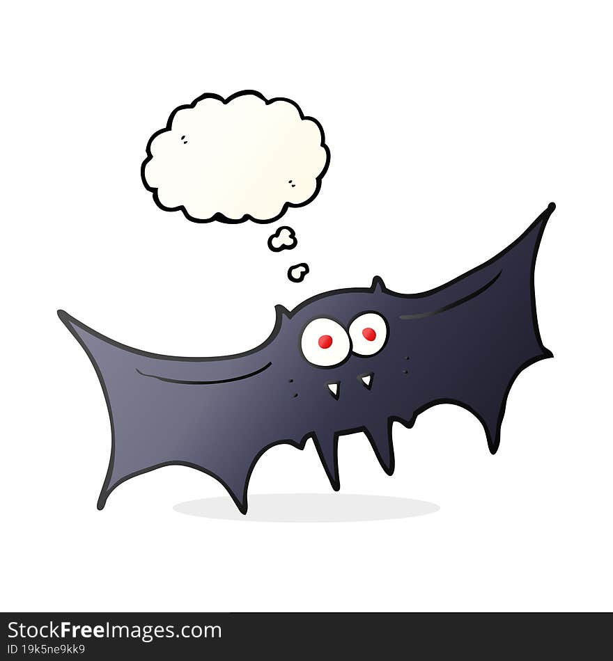 freehand drawn thought bubble cartoon vampire bat