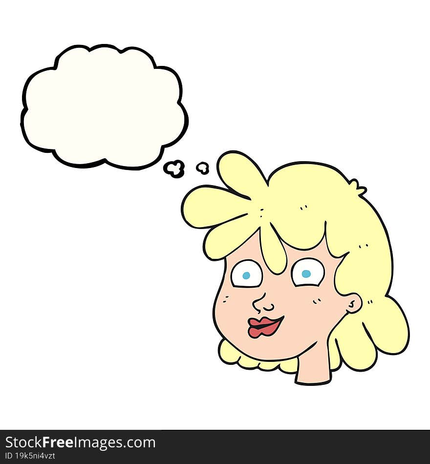 Thought Bubble Cartoon Female Face