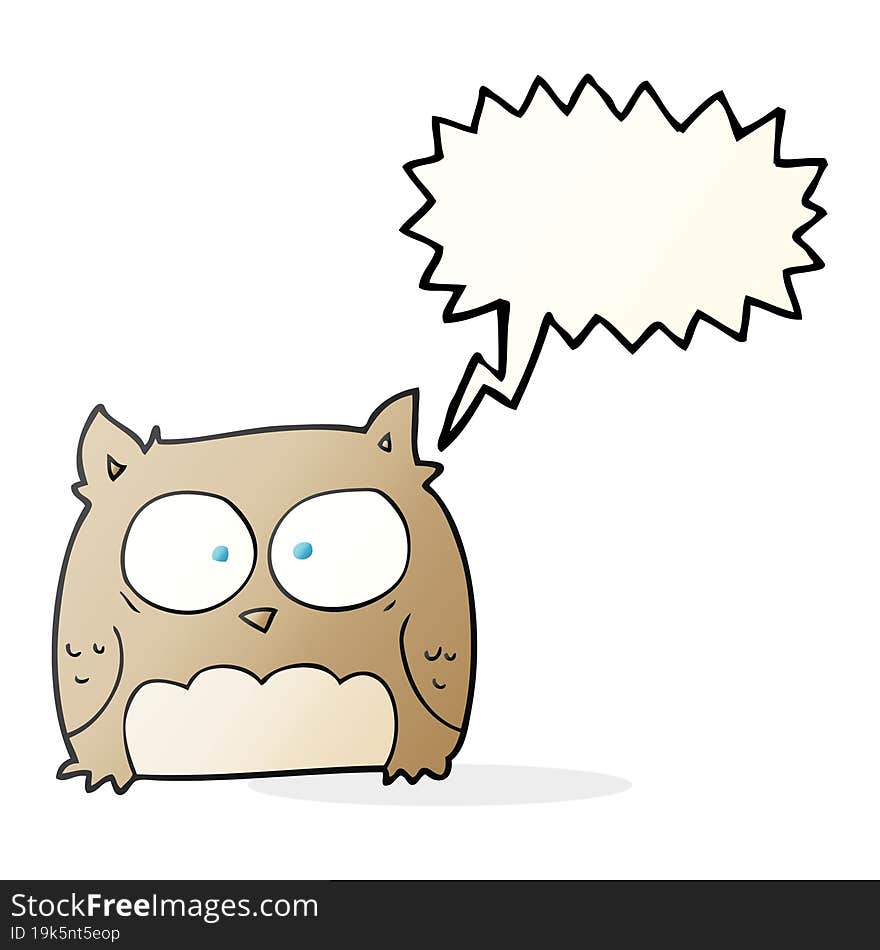 freehand drawn speech bubble cartoon owl