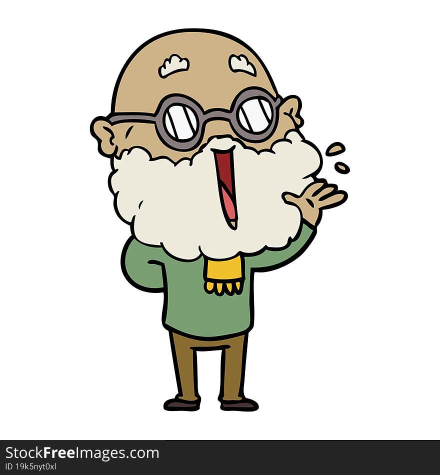 cartoon joyful man with beard. cartoon joyful man with beard