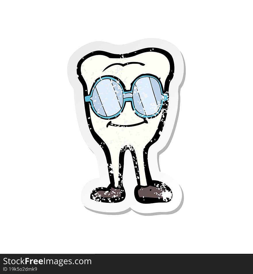 retro distressed sticker of a cartoon tooth