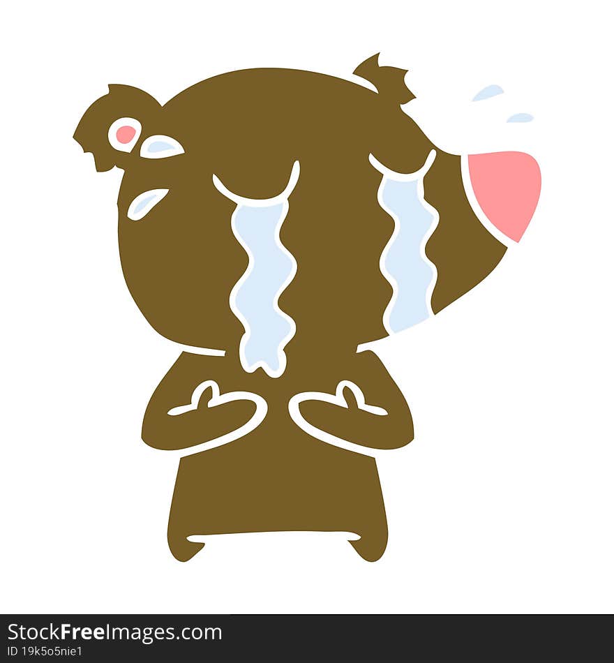 Flat Color Style Cartoon Crying Bear