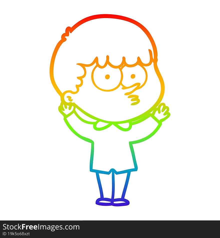 rainbow gradient line drawing cartoon curious boy