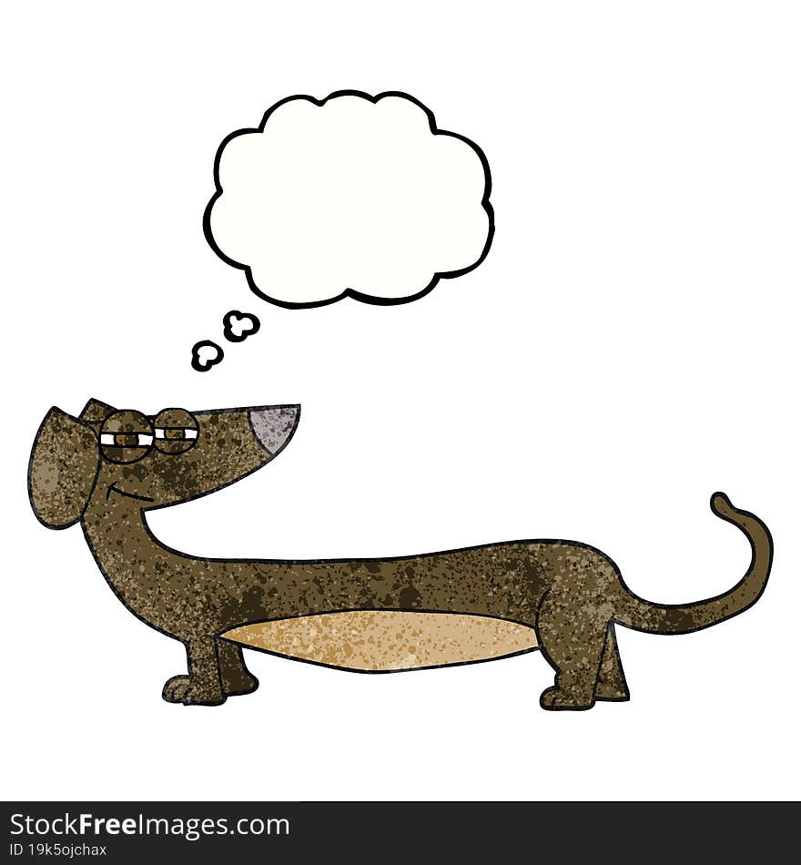 thought bubble textured cartoon dachshund