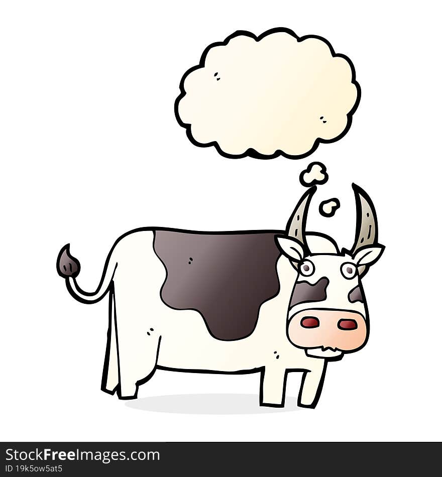 cartoon bull with thought bubble