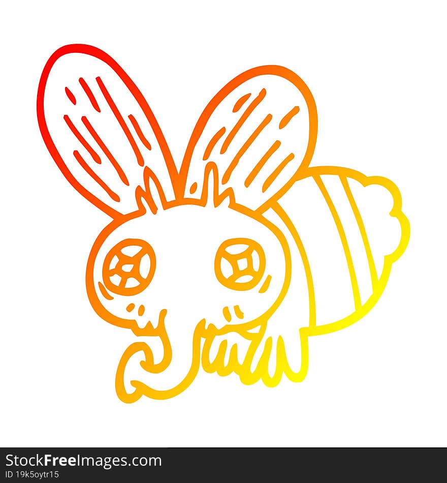 warm gradient line drawing of a cartoon fly