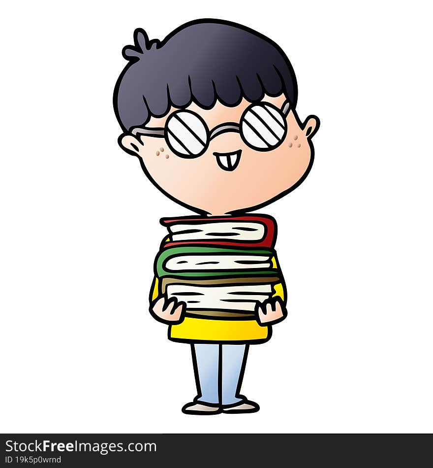 cartoon nerd boy with spectacles and book. cartoon nerd boy with spectacles and book