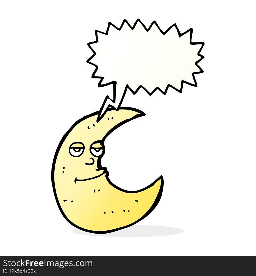 happy cartoon moon with speech bubble