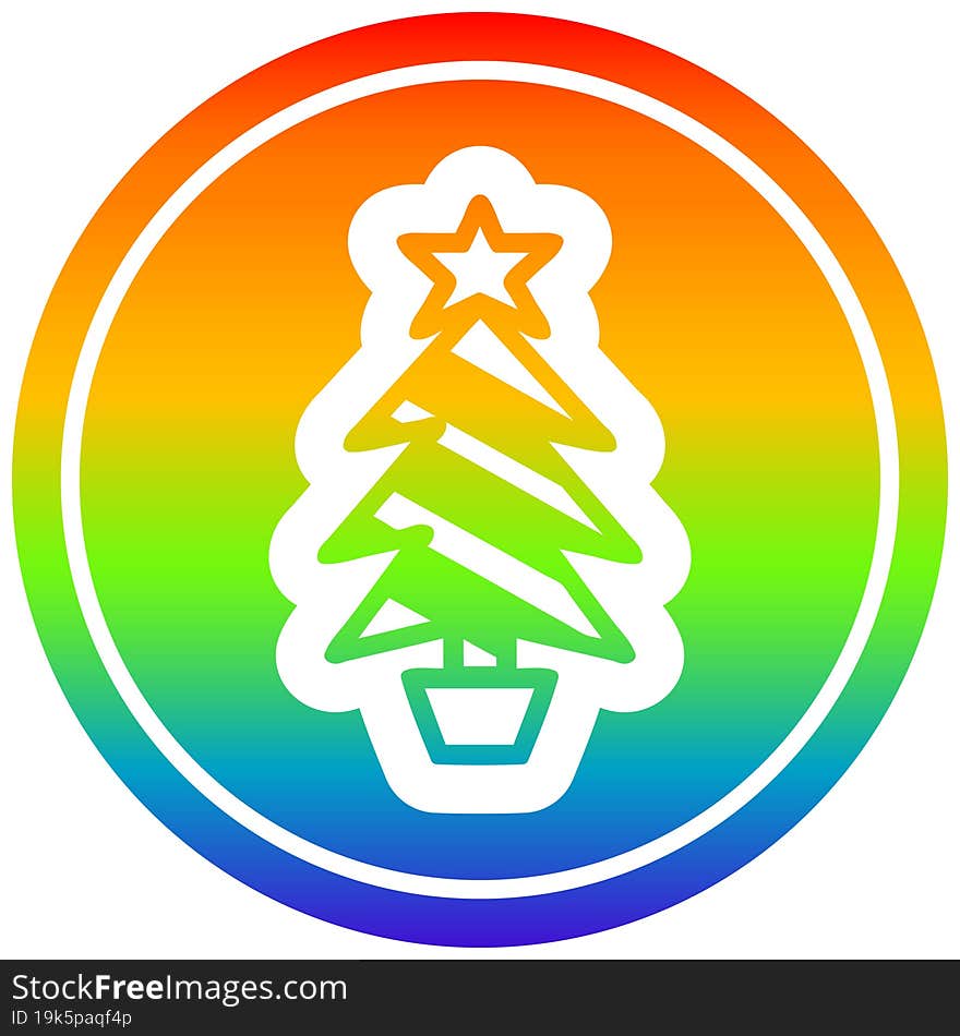 Christmas Tree Circular In Rainbow Spectrum