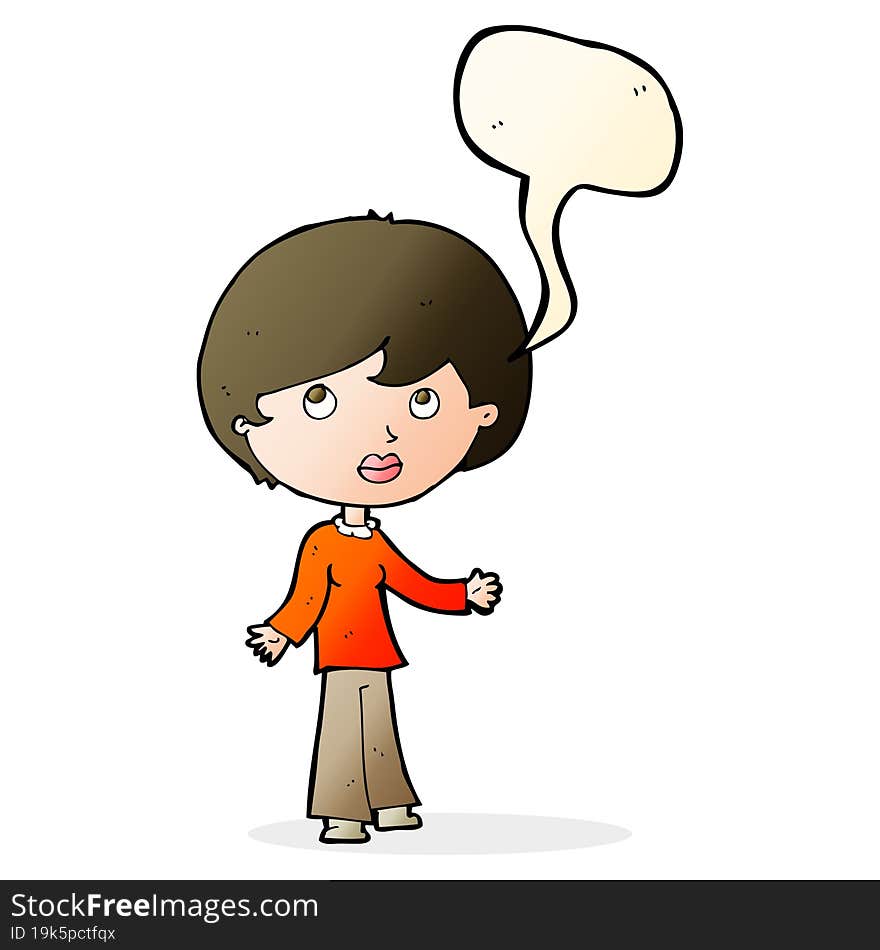 cartoon woman thinking with speech bubble