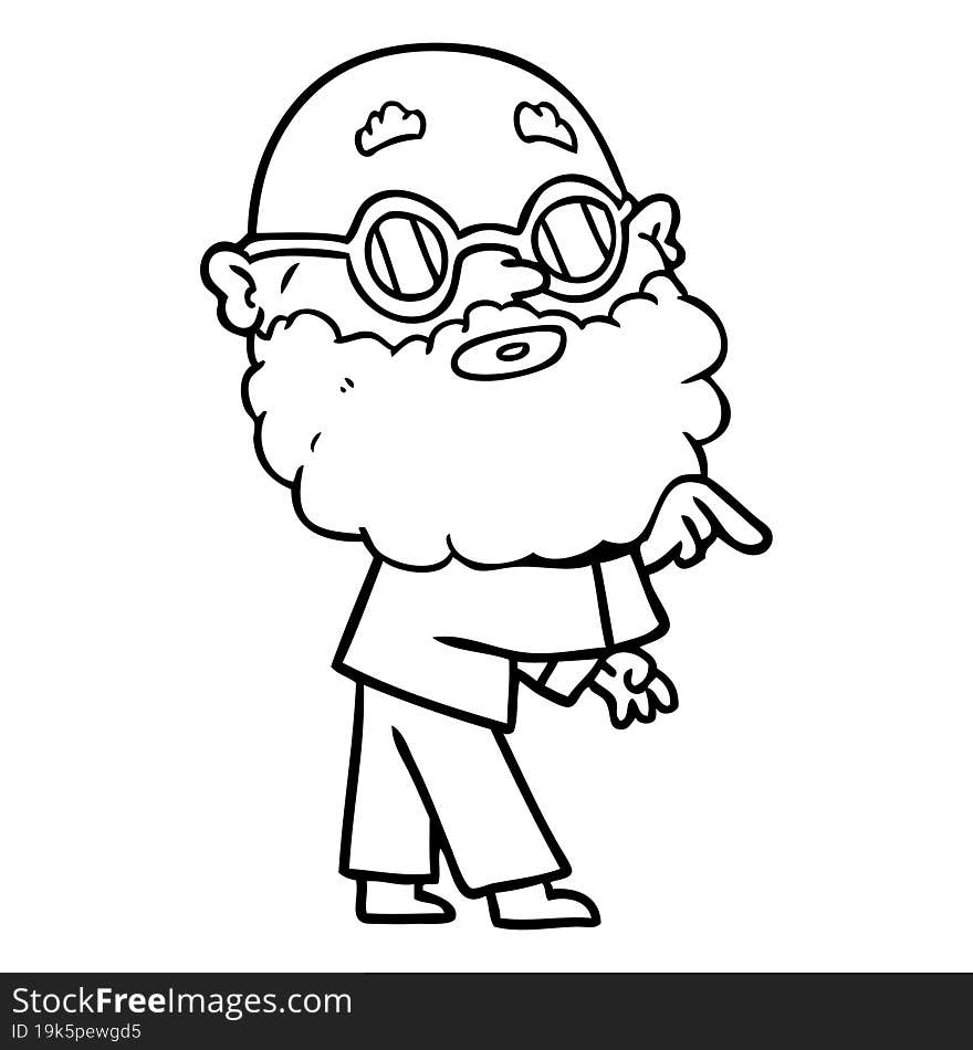 cartoon curious man with beard and glasses. cartoon curious man with beard and glasses