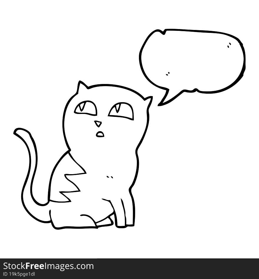 freehand drawn speech bubble cartoon cat