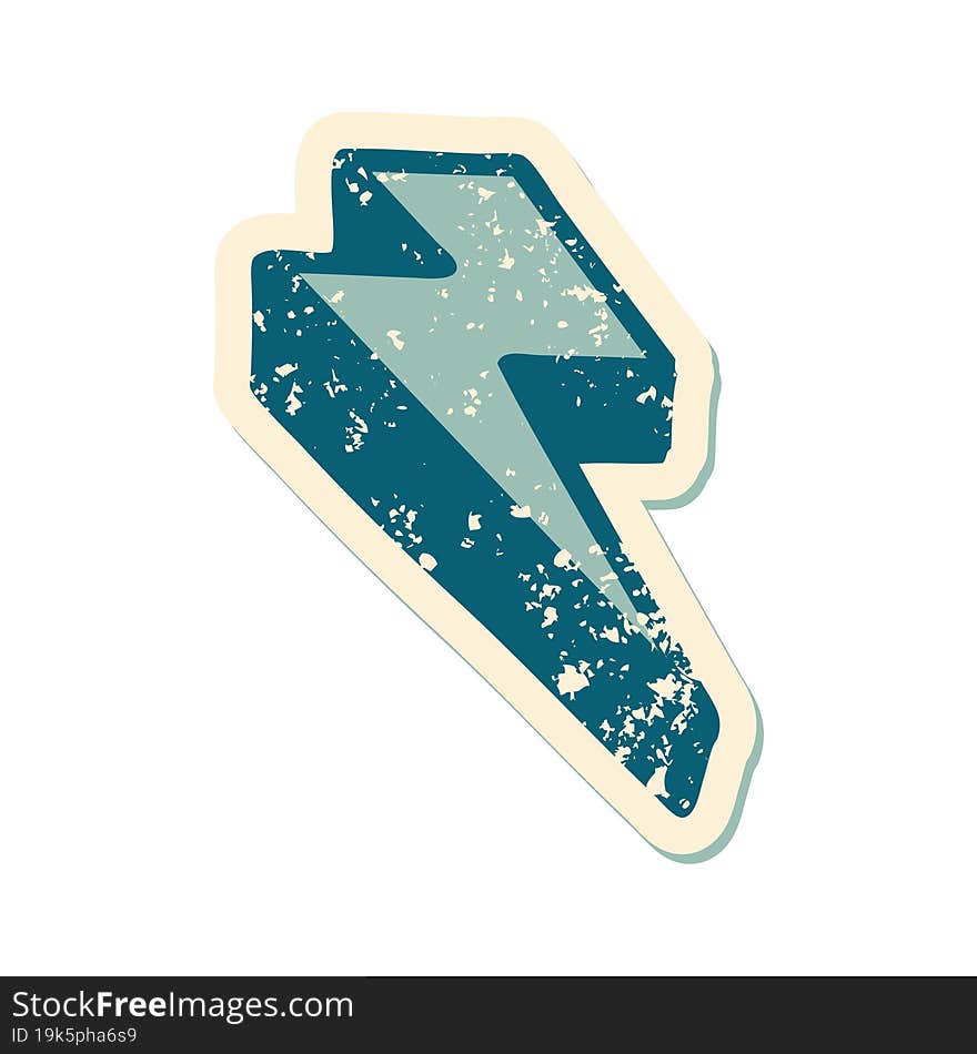 distressed sticker tattoo style icon of lightning  bolt