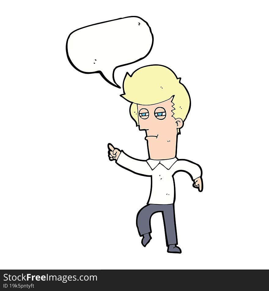 Cartoon Man Accusing With Speech Bubble