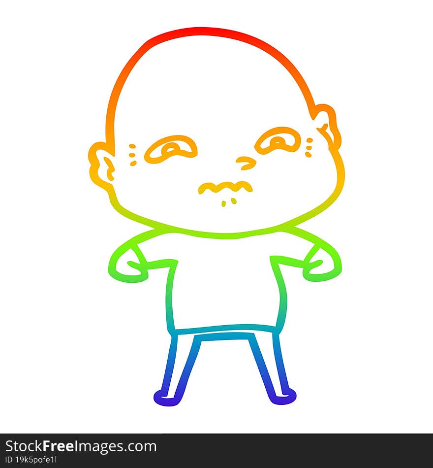 rainbow gradient line drawing of a cartoon nervous man