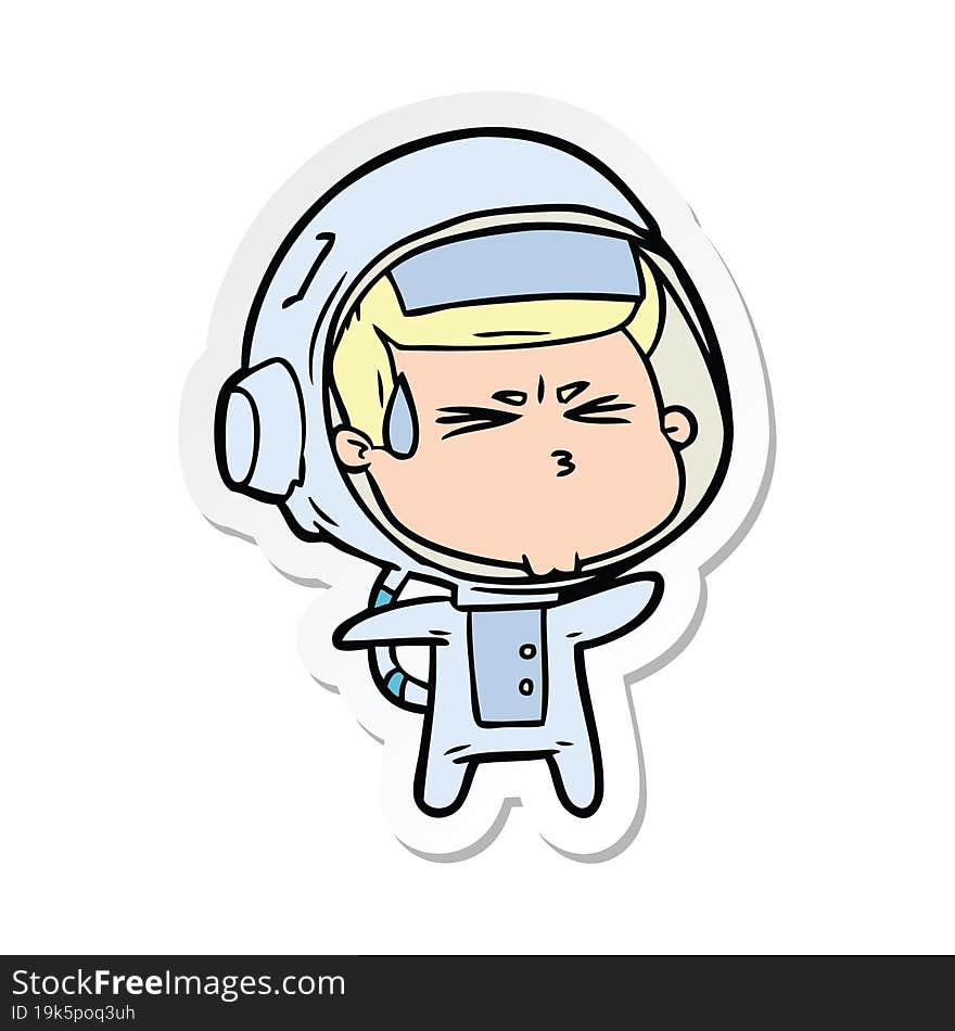 sticker of a cartoon stressed astronaut