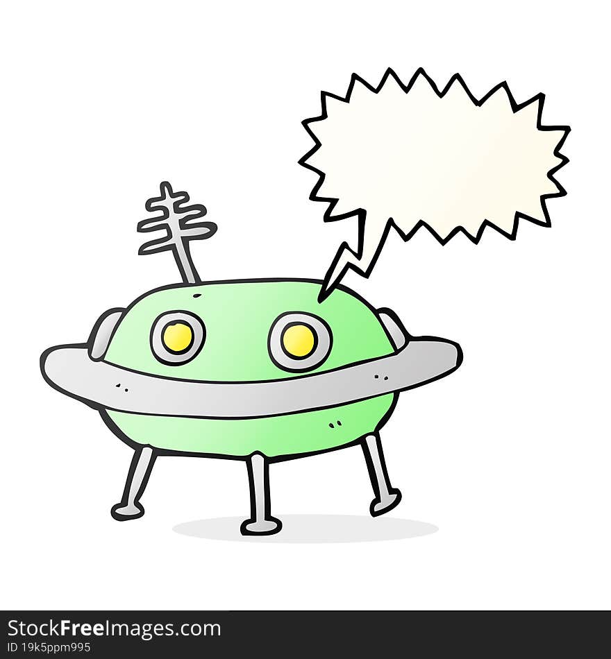 Speech Bubble Cartoon Alien Spaceship