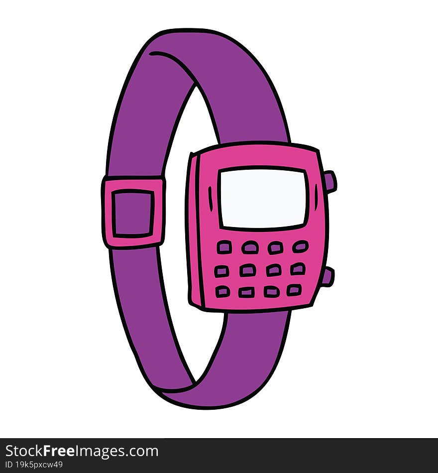 hand drawn cartoon doodle of a retro watch