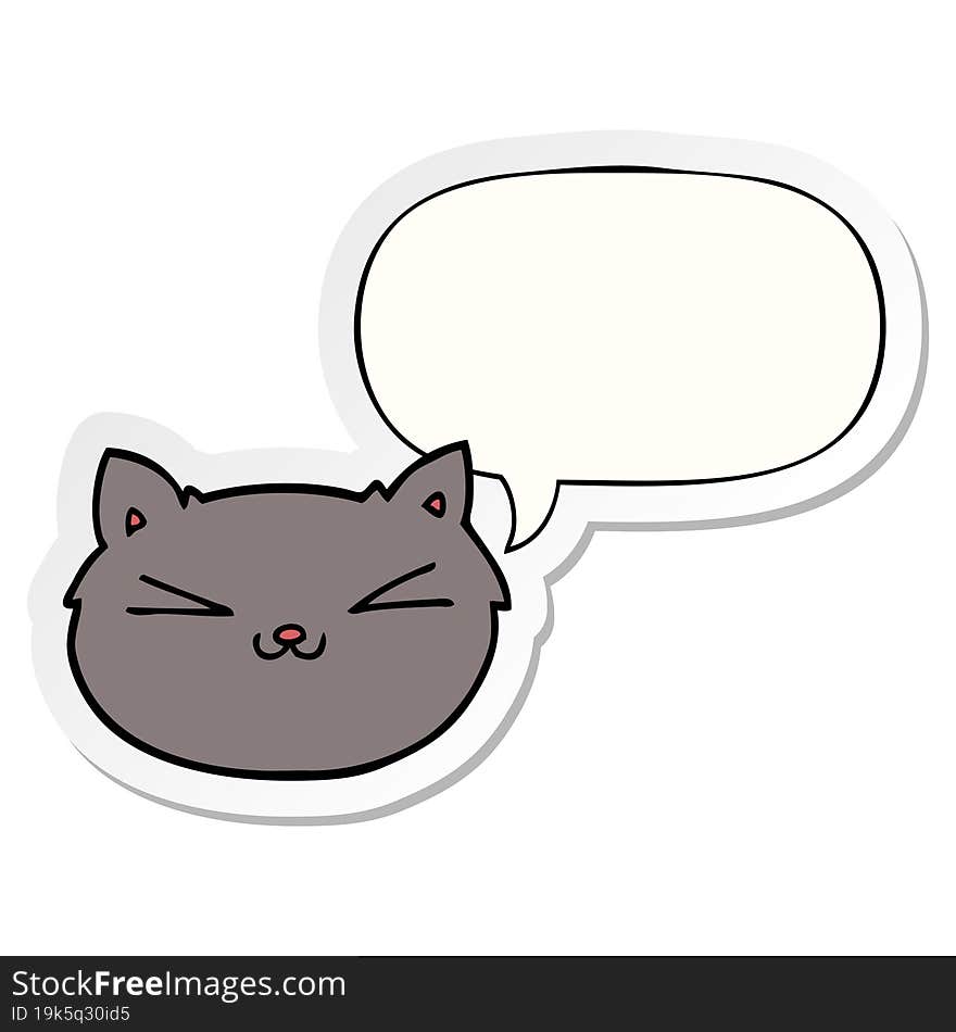 happy cartoon cat and speech bubble sticker