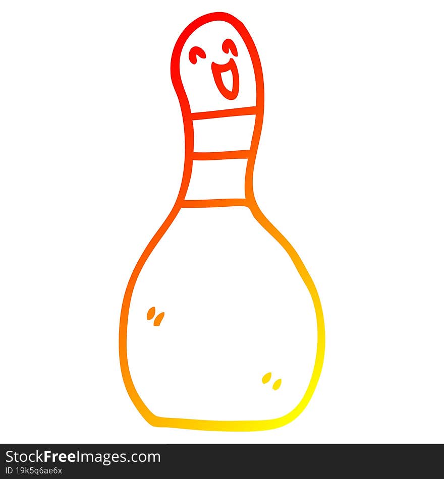 warm gradient line drawing cartoon bowling pin