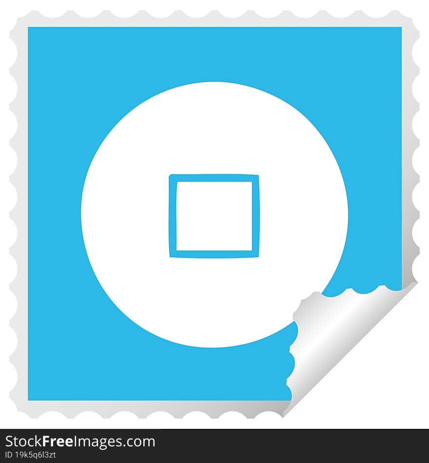 square peeling sticker cartoon stop button