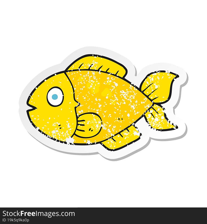 retro distressed sticker of a cartoon fish