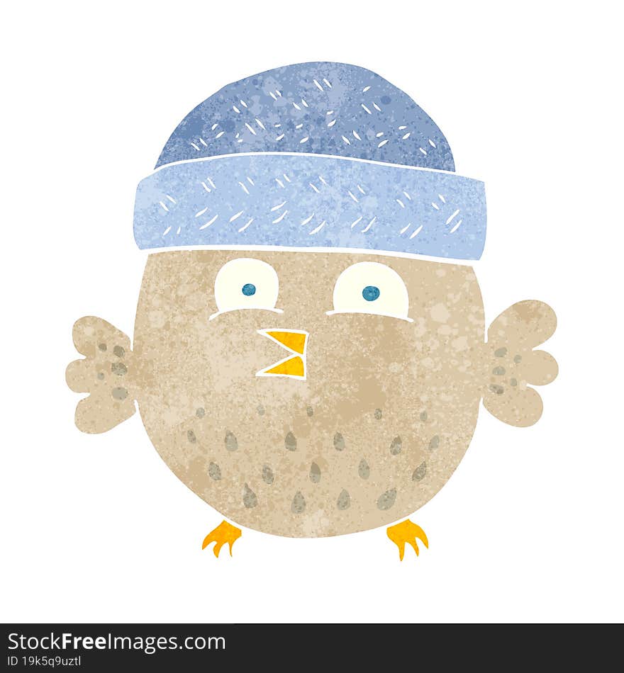 retro cartoon owl wearing hat