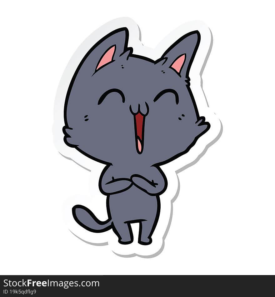 sticker of a happy cartoon cat