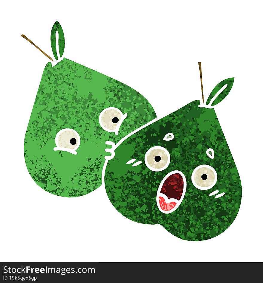 retro illustration style cartoon pears