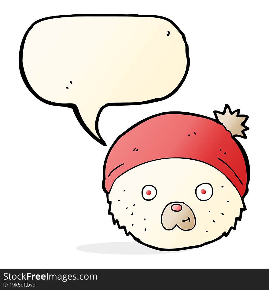 cartoon teddy bear face with speech bubble