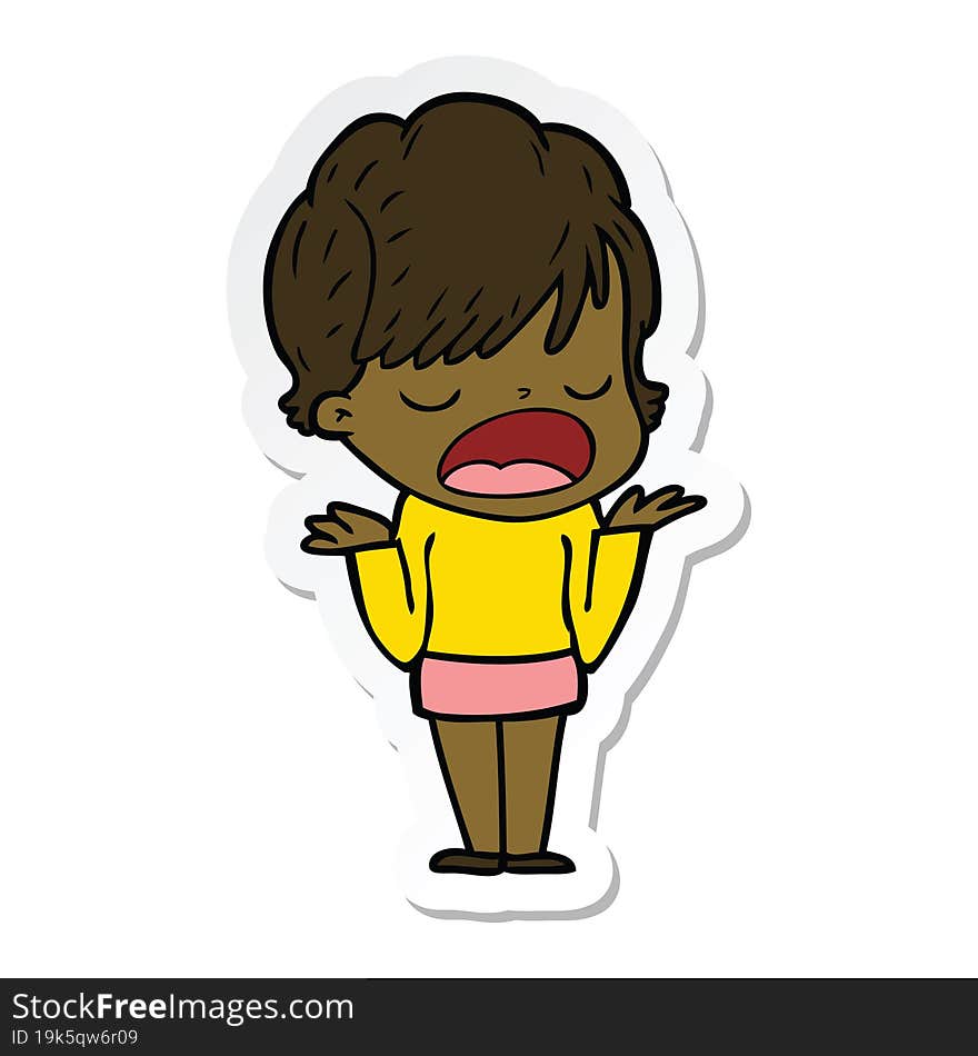 sticker of a cartoon woman talking